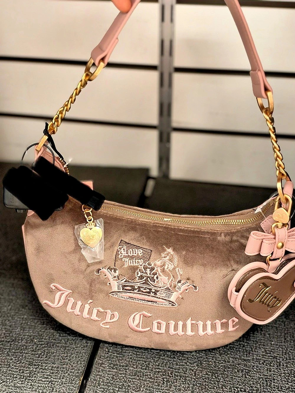 Juicy Couture Pink & Brown Shoulder Bag